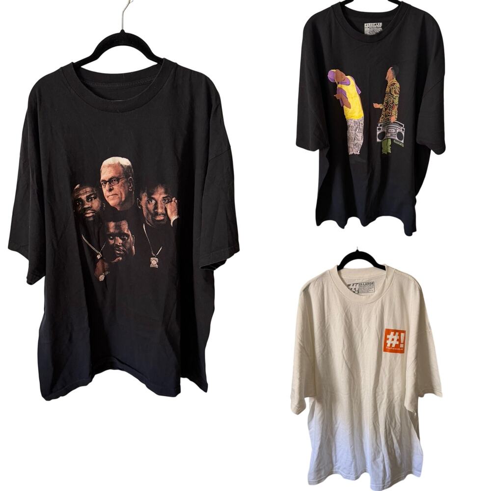 Set of 3 The Forest Lab Mens Size 3XL T-Shirts Short Sleeve Lakers Black White